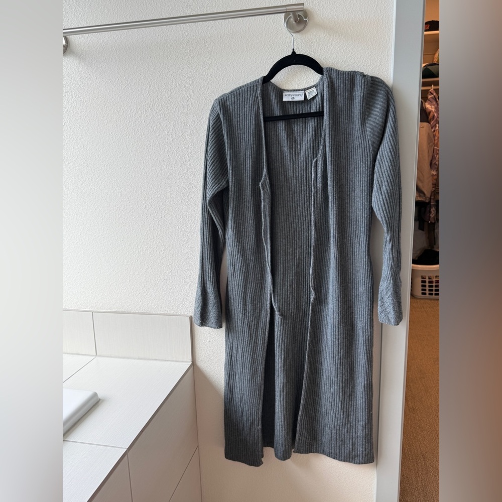 Kathy Ireland Charcoal Ribbed Cardigan